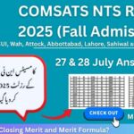 COMSATS NTS Result 2025 Held On 27 and 28 July (Fall Admission)