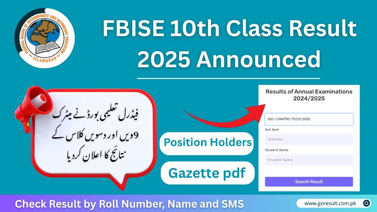 FBISE 10th Class Result 2025 Announced - Downlead Gazette SSC 2