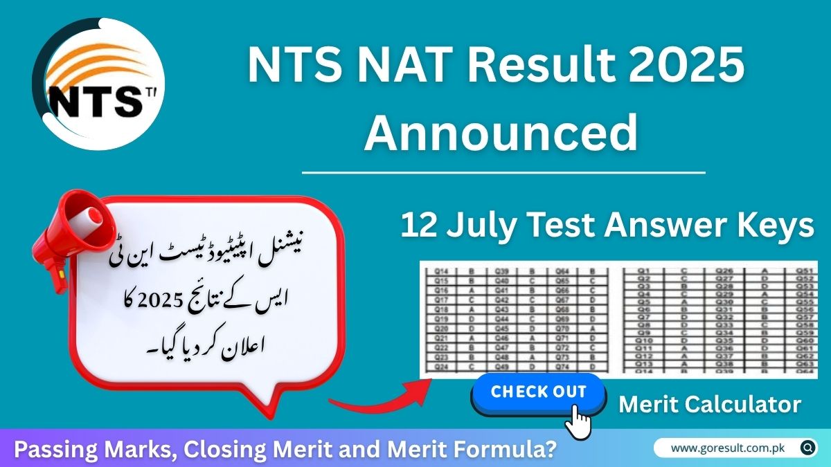 NTS NAT Result 2025 Held on 12 July Check by Roll Number