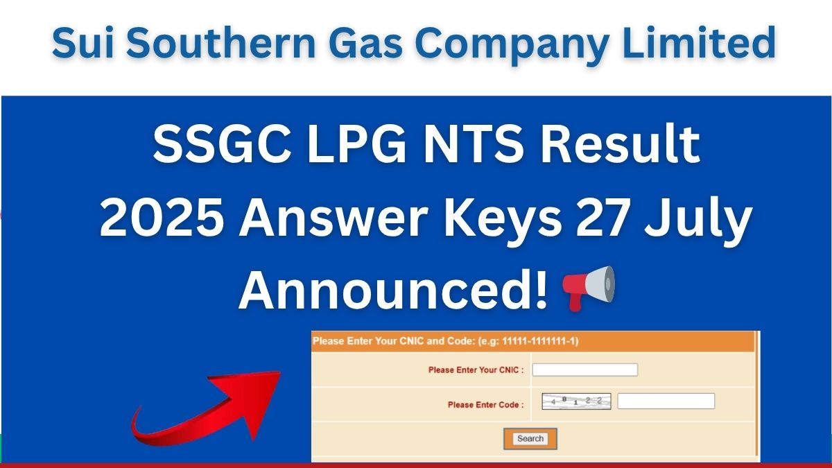 SSGC LPG NTS Result 2025 Answer Keys 27 July